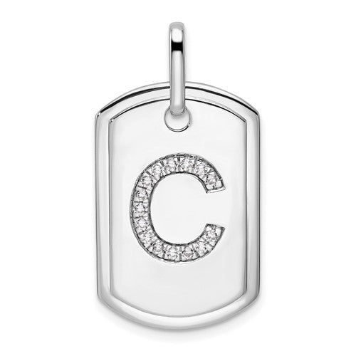 14k-white-gold-diamond-initial-c-dog-tag-charm-SolomonJeweler-Wichita-KS-CustomJewelry