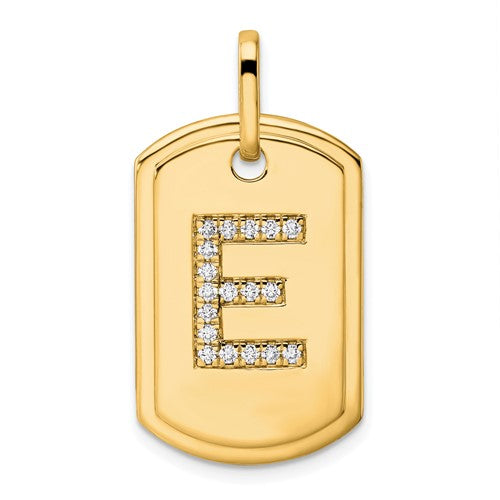 14k-diamond-initial-e-dog-tag-charm-SolomonJeweler-Wichita-KS-CustomJewelry