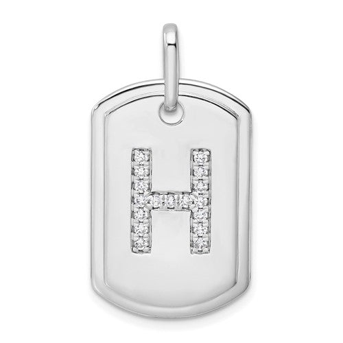 14k-white-gold-diamond-initial-h-dog-tag-charm-SolomonJeweler-Wichita-KS-CustomJewelry
