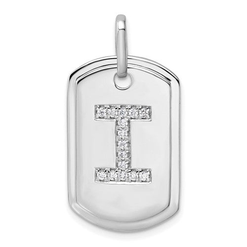 14k-white-gold-diamond-initial-i-dog-tag-charm-SolomonJeweler-Wichita-KS-CustomJewelry
