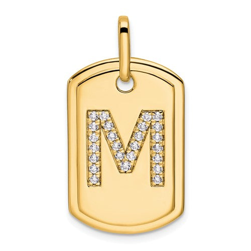 14k-diamond-initial-m-dog-tag-charm-SolomonJeweler-Wichita-KS-CustomJewelry