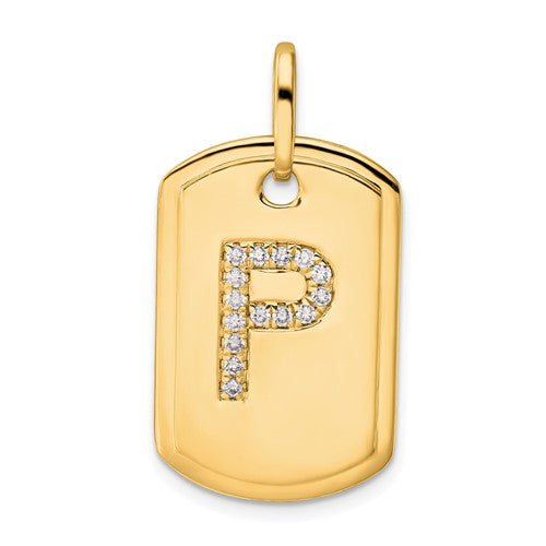 14k-diamond-initial-p-dog-tag-charm-SolomonJeweler-Wichita-KS-CustomJewelry