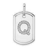 14k-white-gold-diamond-initial-q-dog-tag-charm-SolomonJeweler-Wichita-KS-CustomJewelry