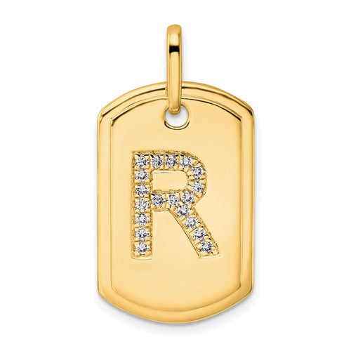 14k-diamond-initial-r-dog-tag-charm-SolomonJeweler-Wichita-KS-CustomJewelry