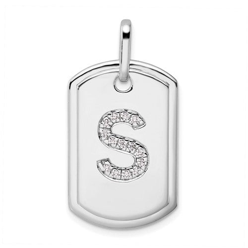 14k-white-gold-diamond-initial-s-dog-tag-charm-SolomonJeweler-Wichita-KS-CustomJewelry