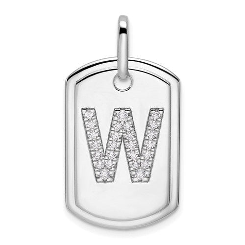 14k-white-gold-diamond-initial-w-dog-tag-charm-SolomonJeweler-Wichita-KS-CustomJewelry