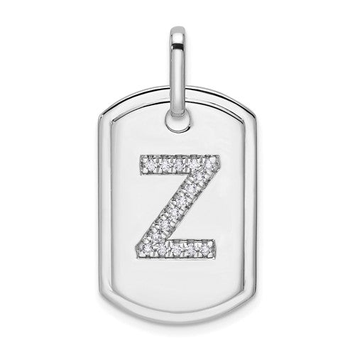 14k-white-gold-diamond-initial-z-dog-tag-charm-SolomonJeweler-Wichita-KS-CustomJewelry
