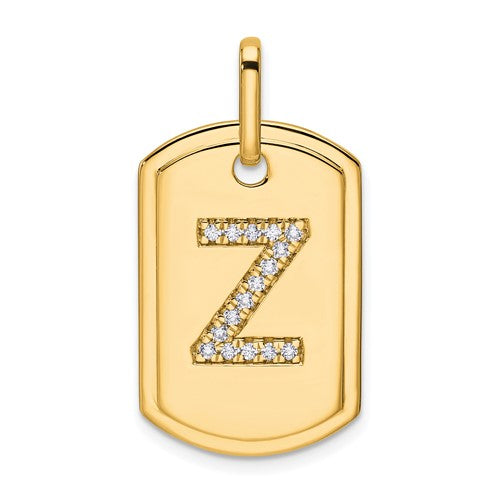 14k-diamond-initial-z-dog-tag-charm-SolomonJeweler-Wichita-KS-CustomJewelry