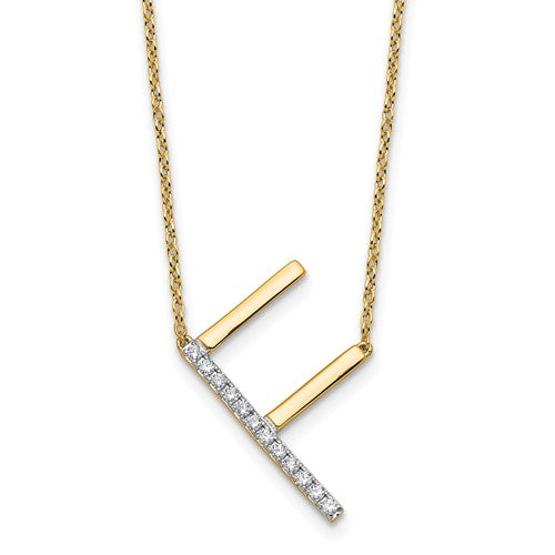 14k-sideways-diamond-initial-f-necklace-SolomonJeweler-Wichita-KS-CustomJewelry