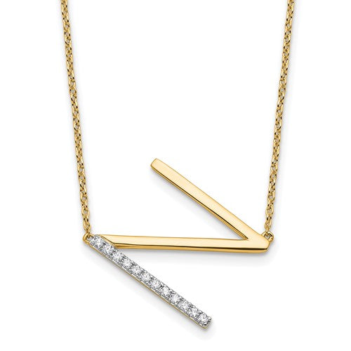 14k-sideways-diamond-initial-n-necklace-SolomonJeweler-Wichita-KS-CustomJewelry