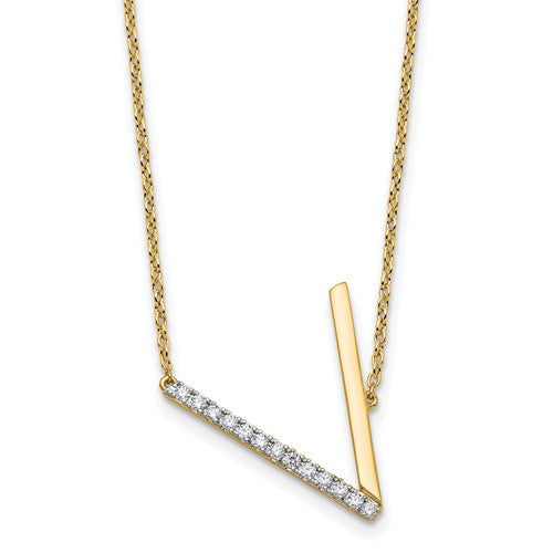 14k-sideways-diamond-initial-v-necklace-SolomonJeweler-Wichita-KS-CustomJewelry