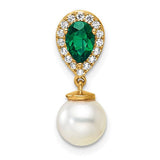 14k-polished-diamond-pearl-and-emerald-teardrop-chain-slide-SolomonJeweler-Wichita-KS-CustomJewelry