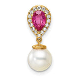 14k-polished-diamond-pearl-and-ruby-teardrop-chain-slide-SolomonJeweler-Wichita-KS-CustomJewelry