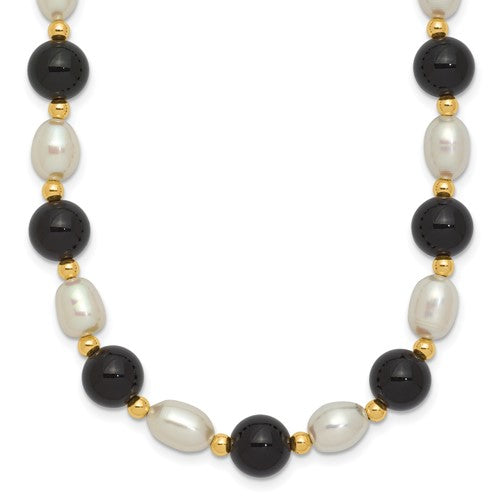 14k-6-7mm-white-rice-fw-cultured-pearl-onyx-bead-necklace-SolomonJeweler-Wichita-KS-CustomJewelry