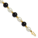 14k-6-7mm-rice-white-fwc-pearl-and-onyx-8in-bracelet-SolomonJeweler-Wichita-KS-CustomJewelry