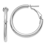 14k-white-gold-3x32mm-polished-round-omega-back-hoop-earrings-SolomonJeweler-Wichita-KS-CustomJewelry