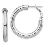 14k-white-gold-4x28mm-polished-round-omega-back-hoop-earrings-SolomonJeweler-Wichita-KS-CustomJewelry