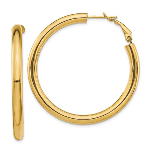 14k-4x45mm-polished-round-omega-back-hoop-earrings-SolomonJeweler-Wichita-KS-CustomJewelry