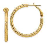 14k-3x32mm-diamond-cut-round-omega-back-hoop-earrings-SolomonJeweler-Wichita-KS-CustomJewelry