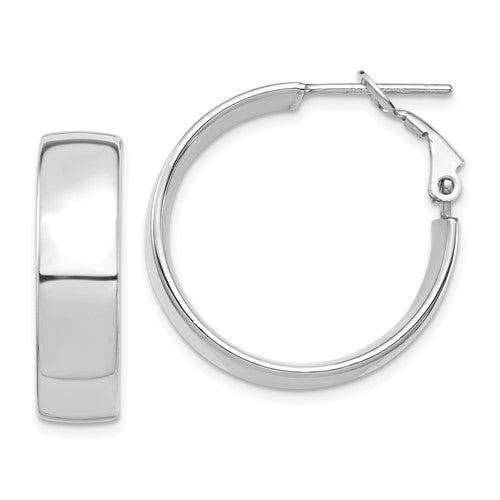 14k-white-gold-high-polished-7mm-omega-back-hoop-earrings-SolomonJeweler-Wichita-KS-CustomJewelry