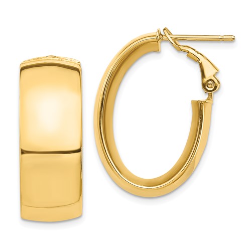 14k-high-polished-10mm-omega-back-oval-hoop-earrings-SolomonJeweler-Wichita-KS-CustomJewelry