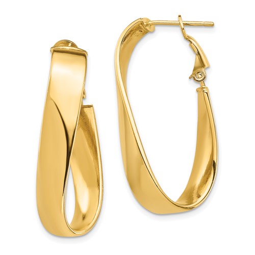 14k-high-polished-7mm-wavy-oval-omega-back-hoop-earrings-SolomonJeweler-Wichita-KS-CustomJewelry