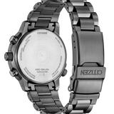 Gray Citizen watch with metal band on a white background