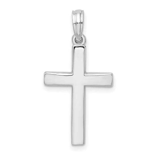 Sterling Silver Rhodium-plated Beveled Latin Cross Pendant - Solomon Jewelers