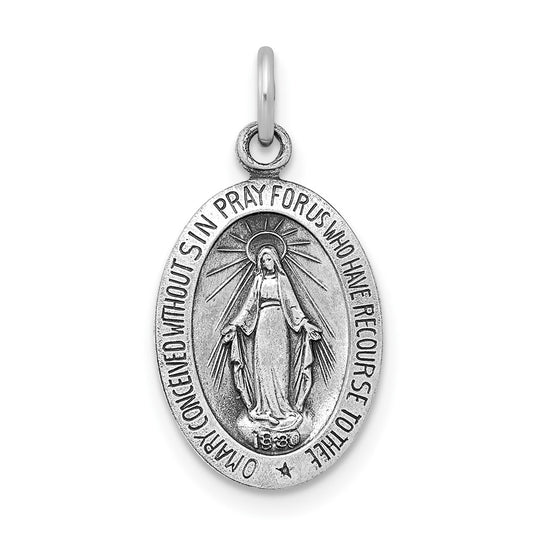 Sterling Silver Rhodium-plated Miraculous Solid Medal - Solomon Jewelers