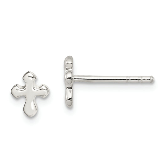 Sterling Silver Polished Cross Earrings - Solomon Jewelers