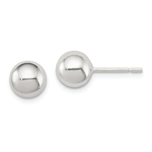Sterling Silver Polished 7mm Ball Earrings - Solomon Jewelers