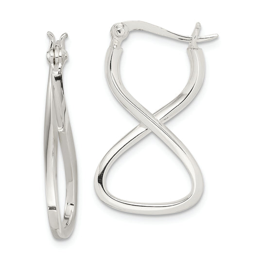 Sterling Silver Polished & Twisted Oval Hoop Earrings - Solomon Jewelers