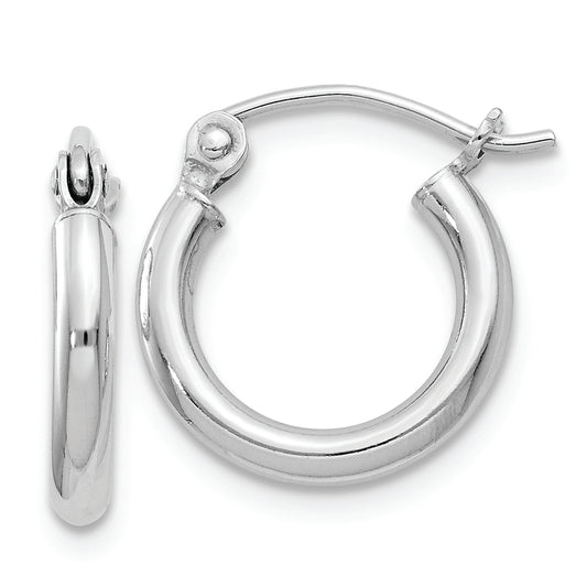 Sterling Silver Rhodium-plated 2mm Round Hoop Earrings - Solomon Jewelers