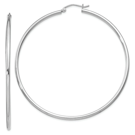Sterling Silver Rhodium-plated 2mm Round Hoop Earrings - Solomon Jewelers