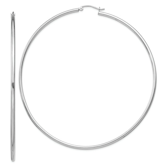 Sterling Silver Rhodium-plated 2mm Round Hoop Earrings - Solomon Jewelers