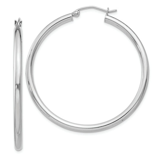 Sterling Silver Rhodium-plated 2.5mm Round Hoop Earrings - Solomon Jewelers