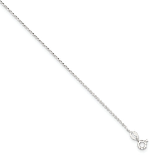 Sterling Silver 1mm Diamond-cut 9in Plus 1in ext. Anklet - Solomon Jewelers