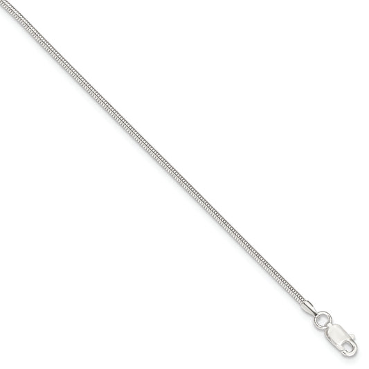 Sterling Silver 1.5mm Round Snake Chain 9in Plus 1in ext. Anklet - Solomon Jewelers