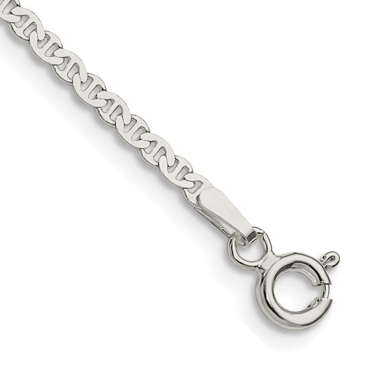 Sterling Silver 2.25mm Flat Anchor Chain Anklet - Solomon Jewelers