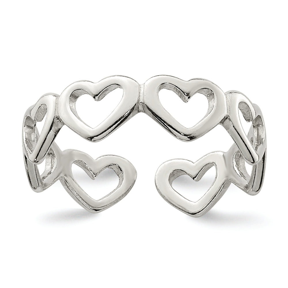 Sterling Silver Cut-Out Hearts Toe Ring - Solomon Jewelers