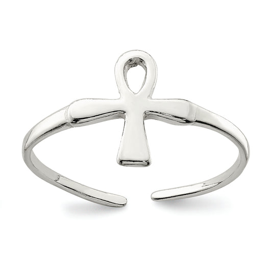 Sterling Silver Ankh (Egyptian Cross) Toe Ring - Solomon Jewelers