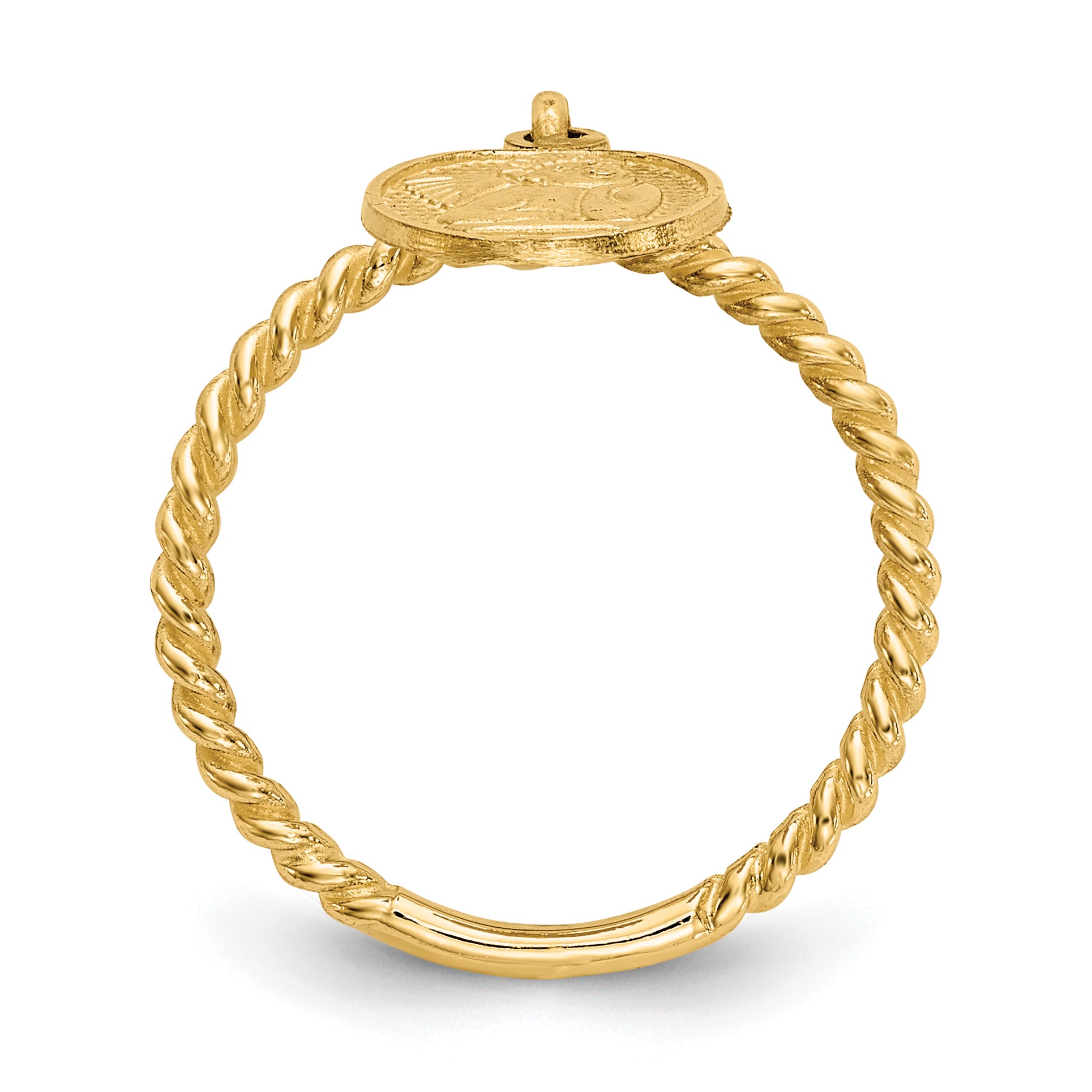 14k Polished Angel Dangle Charm Kids Ring - Solomon Jewelers