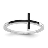 14k white gold antiqued sideways cross ring, jewelry ring with detailed cross design from Solomon Jewelers.