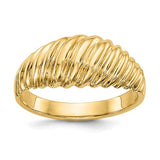 14k polished scalloped dome ring from Solomon Jewelers, showcasing a smooth, curved design in shiny gold.
