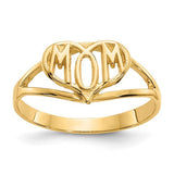 14k polished gold mom heart ring from Solomon Jewelers, featuring a smooth, shiny finish and a heartfelt design.