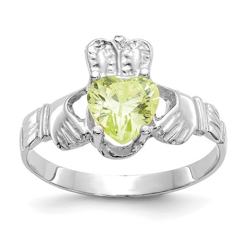 14k-white-gold-august-cz-birthstone-claddagh-ring-SolomonJeweler-Wichita-KS-CustomJewelry
