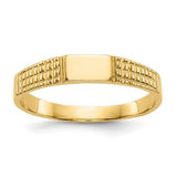 14K polished baby signet band ring jewelry from Solomon Jewelers, showcasing a smooth gold finish and classic design.