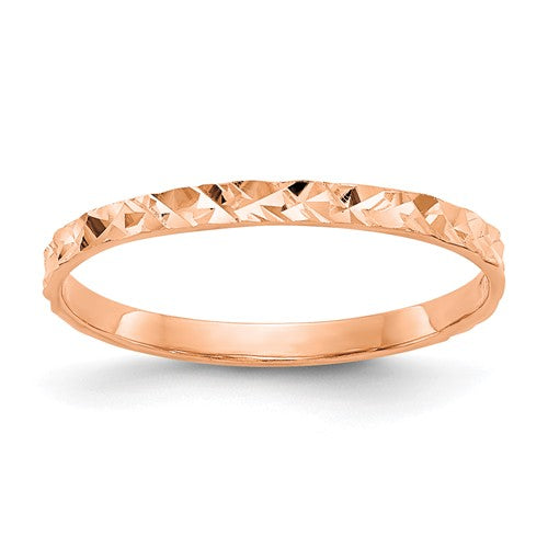 14k-rose-gold-diamond-cut-design-band-childs-ring-SolomonJeweler-Wichita-KS-CustomJewelry