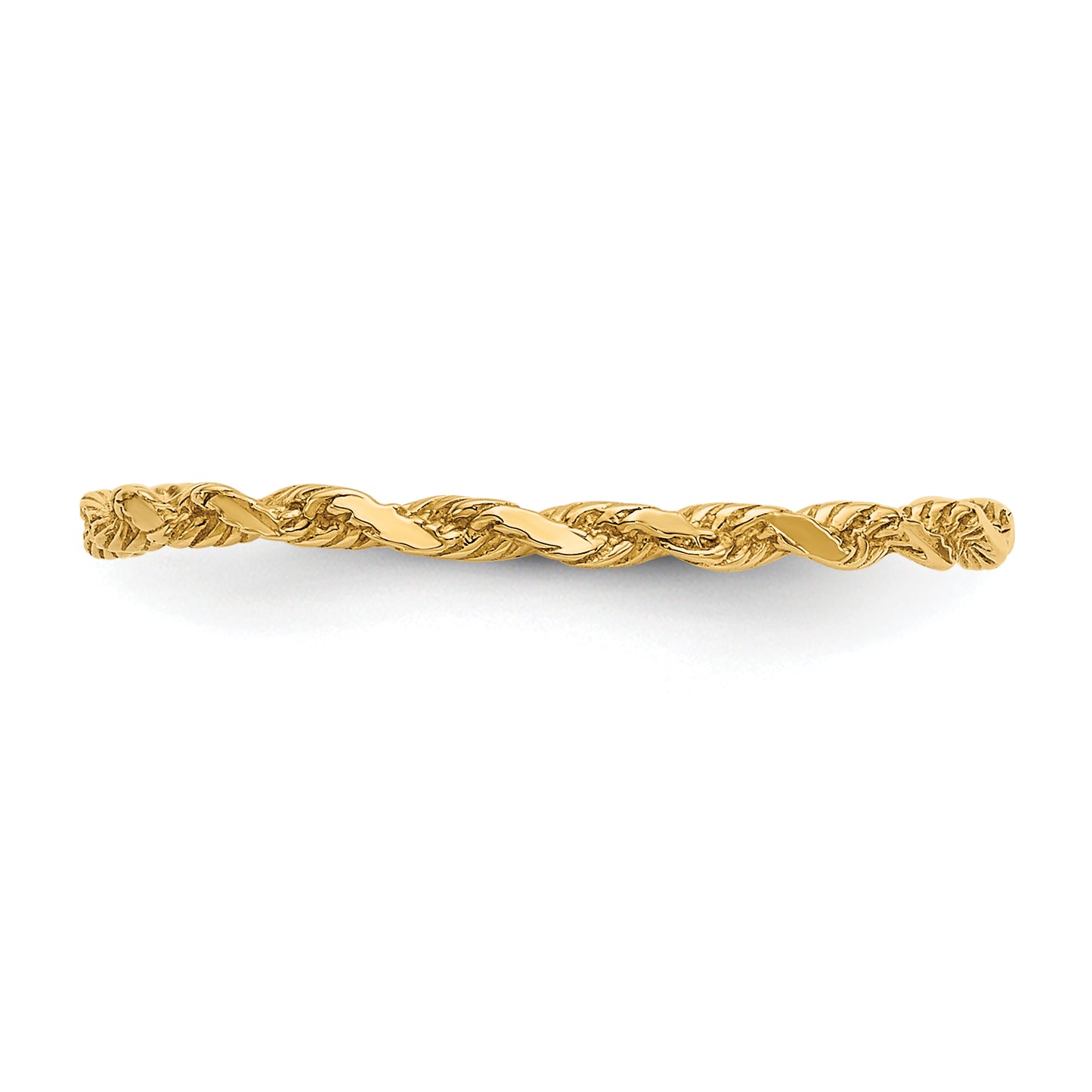 14K Diamond-cut Textured Rope Band Ring - Solomon Jewelers