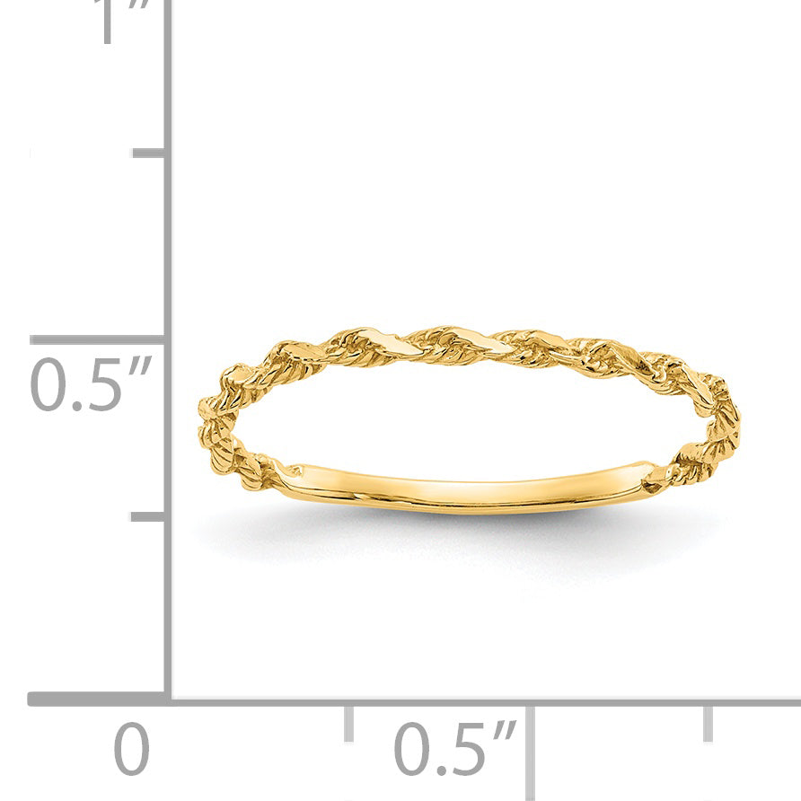 14K Diamond-cut Textured Rope Band Ring - Solomon Jewelers